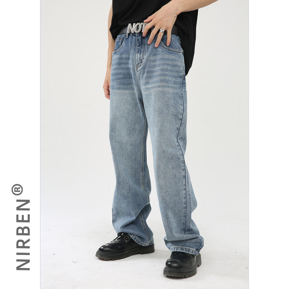 Quần jean nam ống rộng ống đứng dáng suông thoải mái phong cách Hàn Quốc — Xanh denim, Xanh lam đậm, Đen Xám