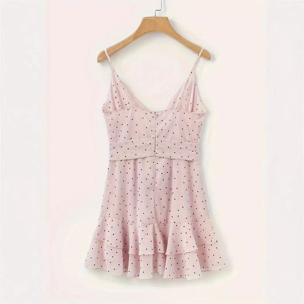 European And American Sweet, Fashionable, Simple, Casual, Elegant, New Polka Dot Strap Sexy Women's Dress, Light Luxury_ecoleips.com