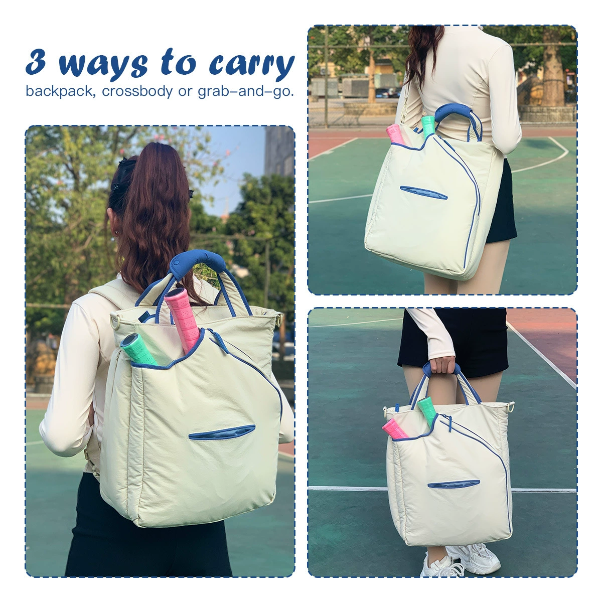 Оптовая продажа в наличии: портативная сумка для спортивных мячей, бадминтона, теннисных ракеток (2 шт.), сумка для ракеток для пиклбола.