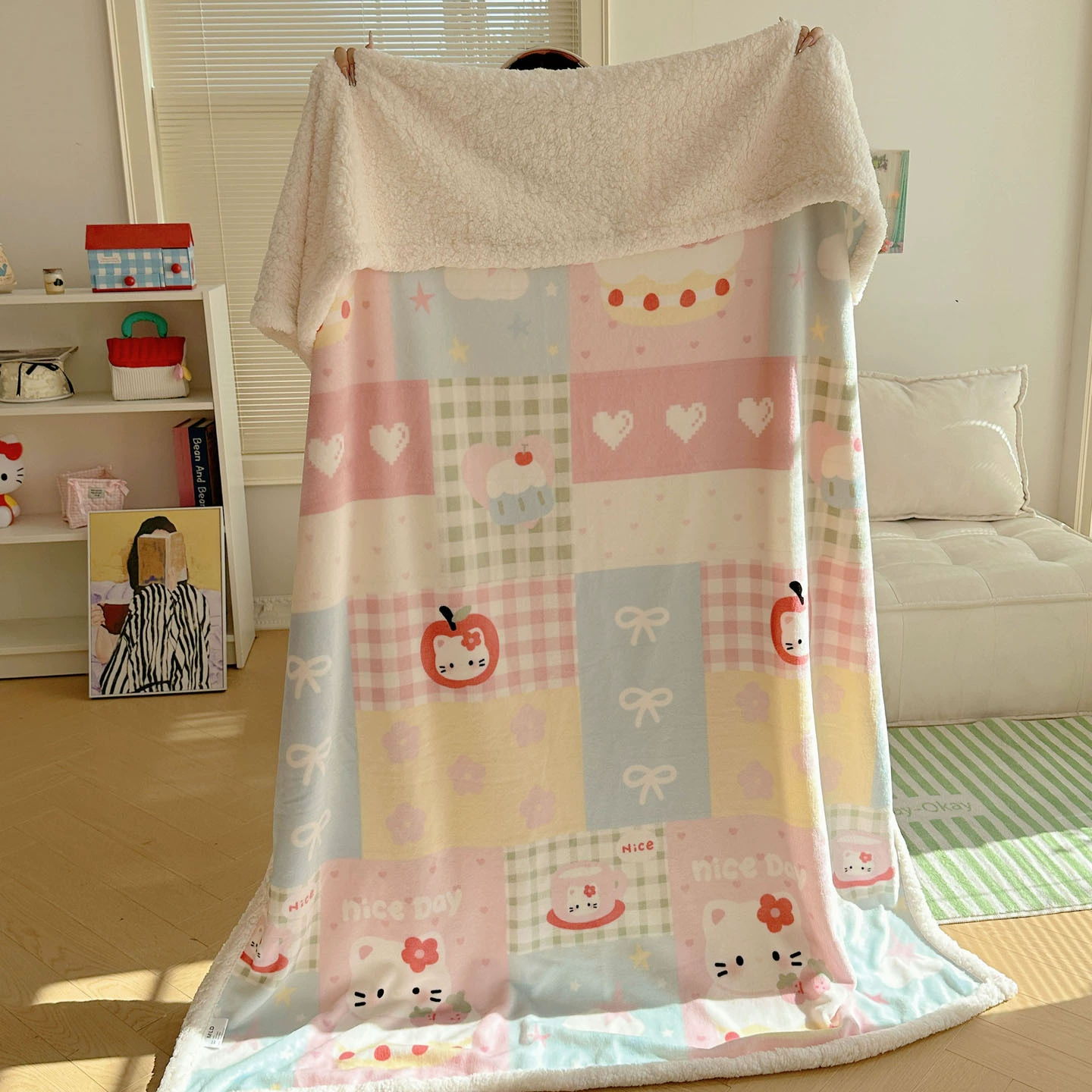 Новое Cartoon Milk Velvet Lamb Velvet Blanket Autumn and Winter Thickened Nap Blanket Office Lunch Break Air Conditioning Velvet Blanket Cover