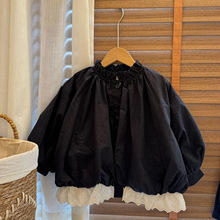 2025秋新款女童风衣韩系复古森系上衣花边花苞女宝宝外套儿童夹克