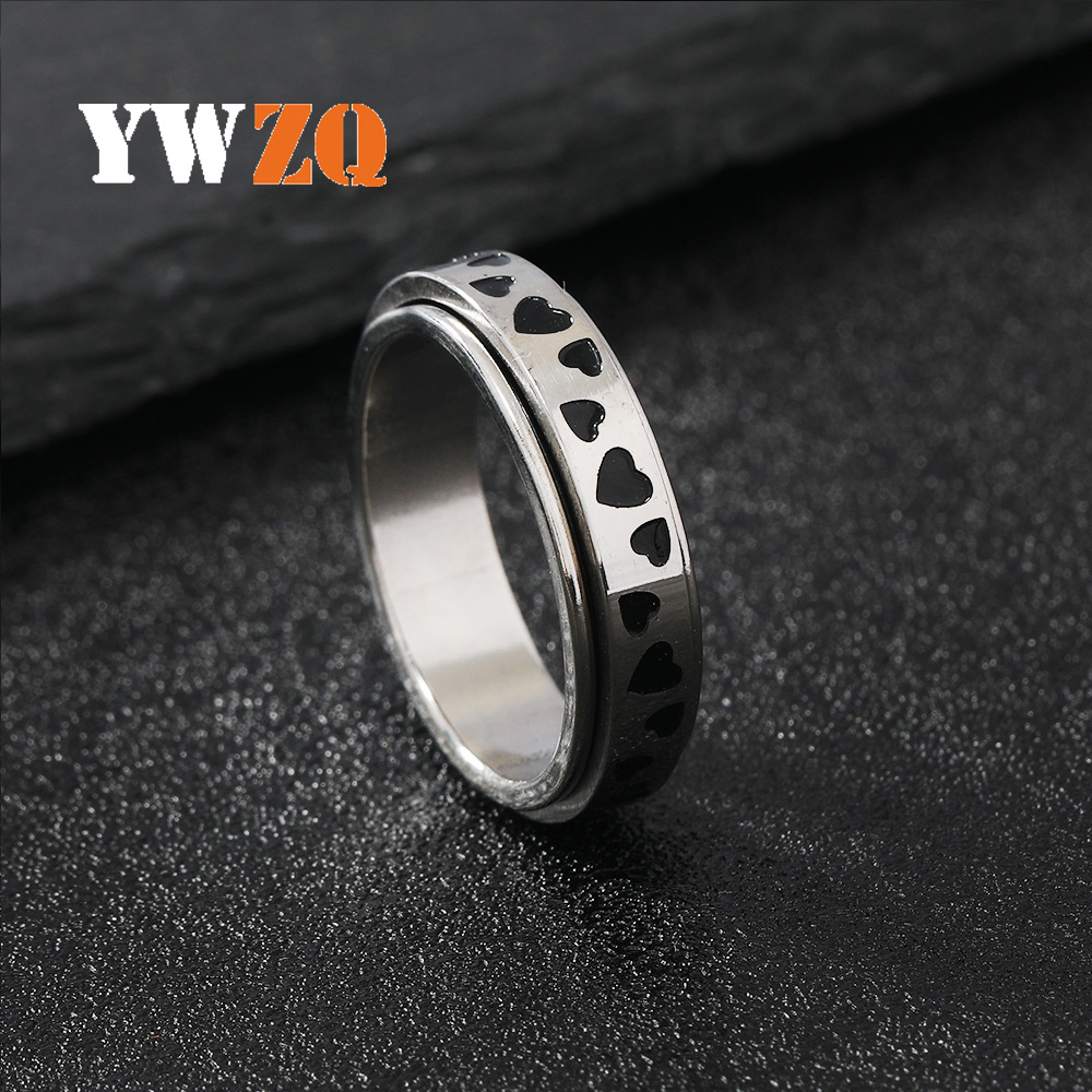 Comercio exterior suministro anillo de acero inoxidable personalidad moda melocotón corazón amor giratorio anillo de descompresión joyería de acero inoxidable
