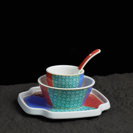 Four-Piece Tableware Set, High-End Accessible Luxury Ceramic Bone Plate, Special New Chinese Style Hotel Bowl, Spoon and Plate, Exclusive for Clubs