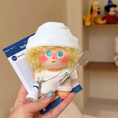 Plush Doll Pendant with: Pluş açarlıqlar - badminton-white-set-yellow-explosion-pendant