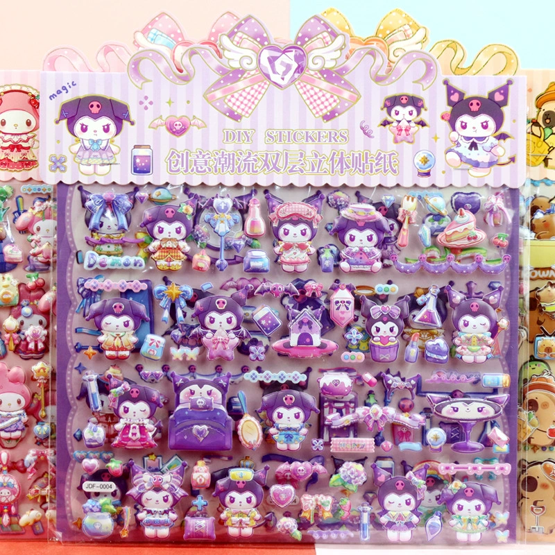 Детский мультфильм клубничный медведь Санрио Куроми Мелетти Нефритовая собака Капибара трехмерная наклейка пузырь