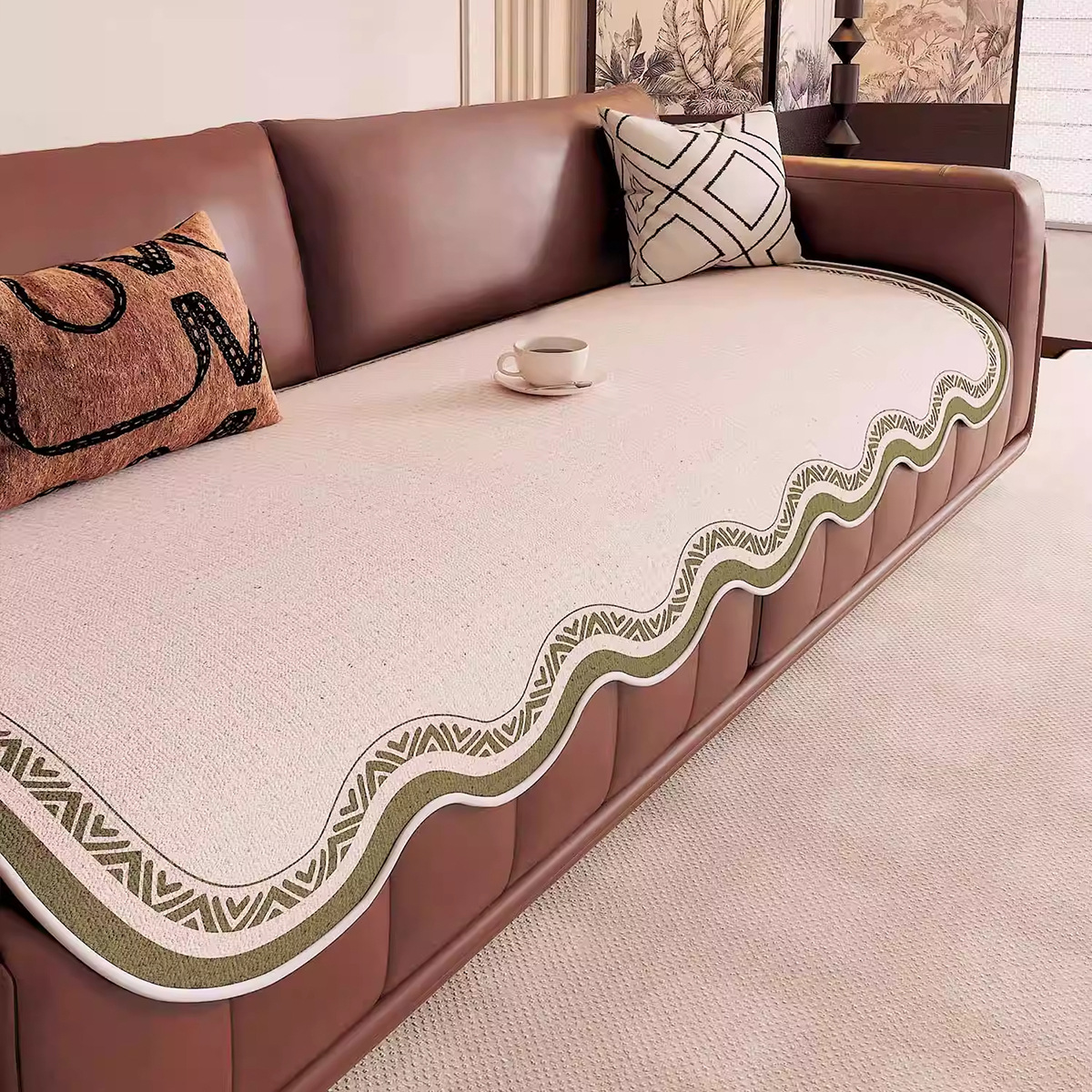 Cojín de sofá de forma especial universal Four Seasons en línea de una pieza 2025 nuevo estilo de lujo ligero fijo antideslizante sofá toalla de tela