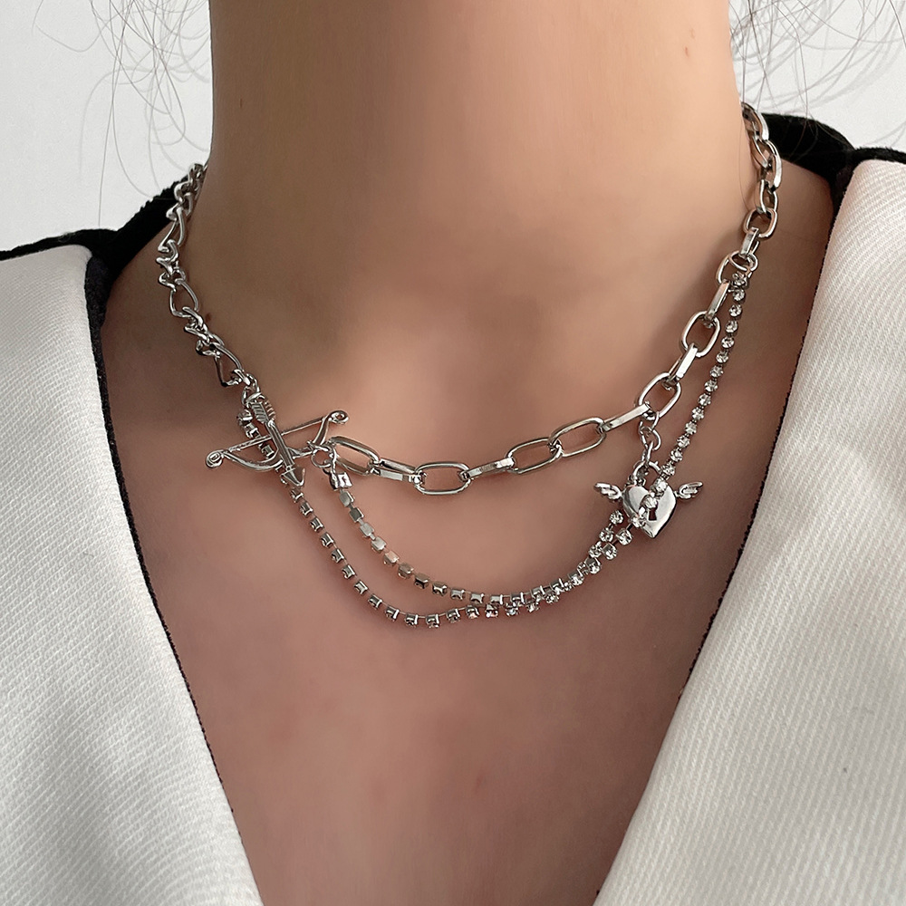 1 Piece Fashion Heart Shape Alloy Inlay Rhinestones Womenu0027S Necklace