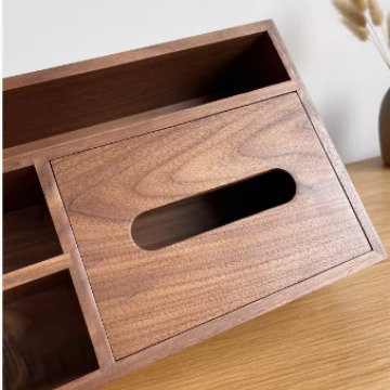 Caja de pañuelos de madera maciza de nogal negro hogar sala de estar caja de pañuelos mesa de café caja de almacenamiento de control remoto de lujo ligero de alta gama multifuncional