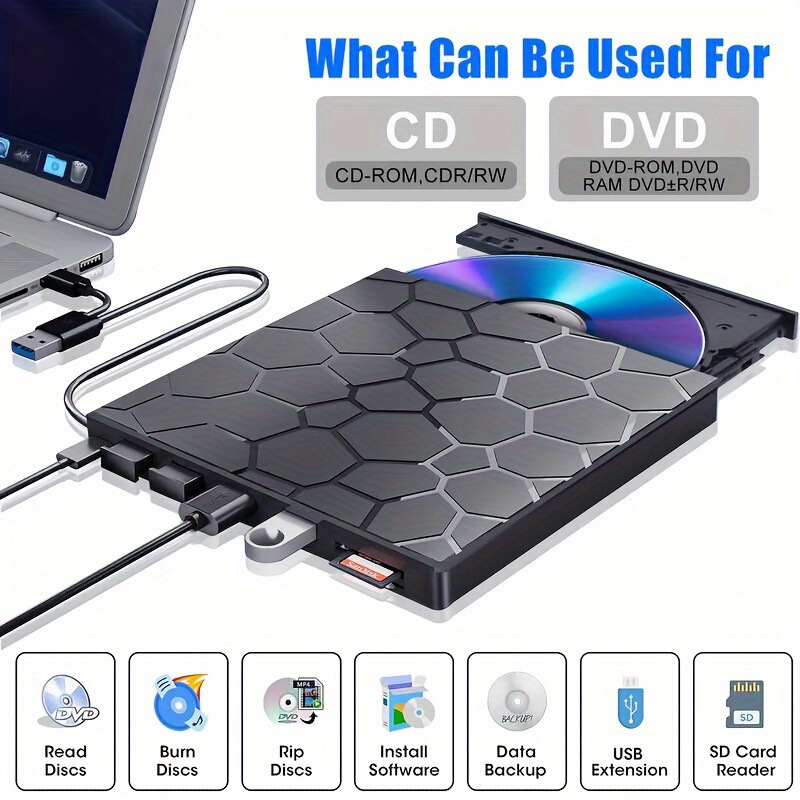 多機能光学ドライブ外部光学ドライブストーンパターン光学ドライブ USB 光学ドライブ超薄型 DVD 光学ドライブバーナー多機能彫刻|undefined