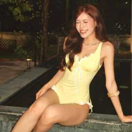 甜美碎花可爱纯欲小香风感保守高腰遮肚显瘦连体游泳衣女泳装