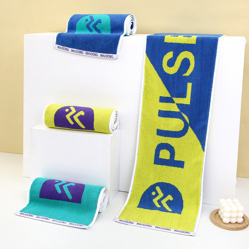 Dopamine sports towel wholesale 32-strand pure cotton yarn-dyed marathon towel fitness running sports towel customization