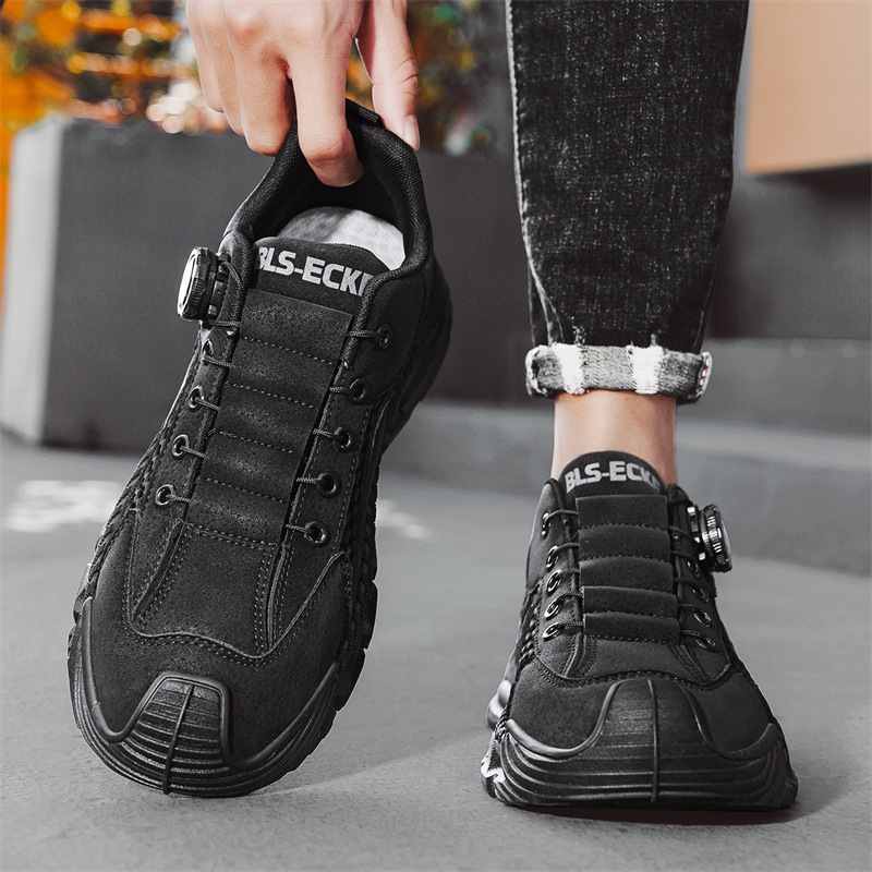 Zapatos de hombre Verano 2025 Calzado casual deportivo de red grande hueco Zapatos de moda de malla transpirable para hombre Botones giratorios para hombre