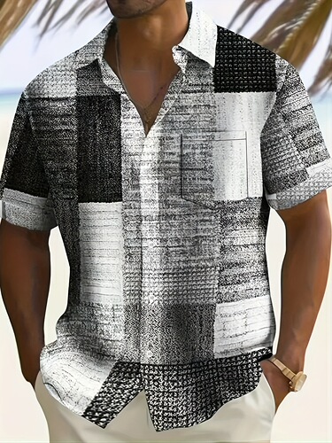 Plus Size Men's Short Sleeve Shirt Elegant Bohemian Style