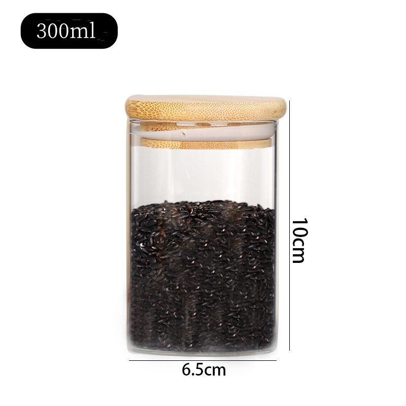 Tanque de sellado de vidrio transparente de alto borosilicato con tapa de granos granos granos de café lata de almacenamiento de vidrio lata de té impresa logotipo