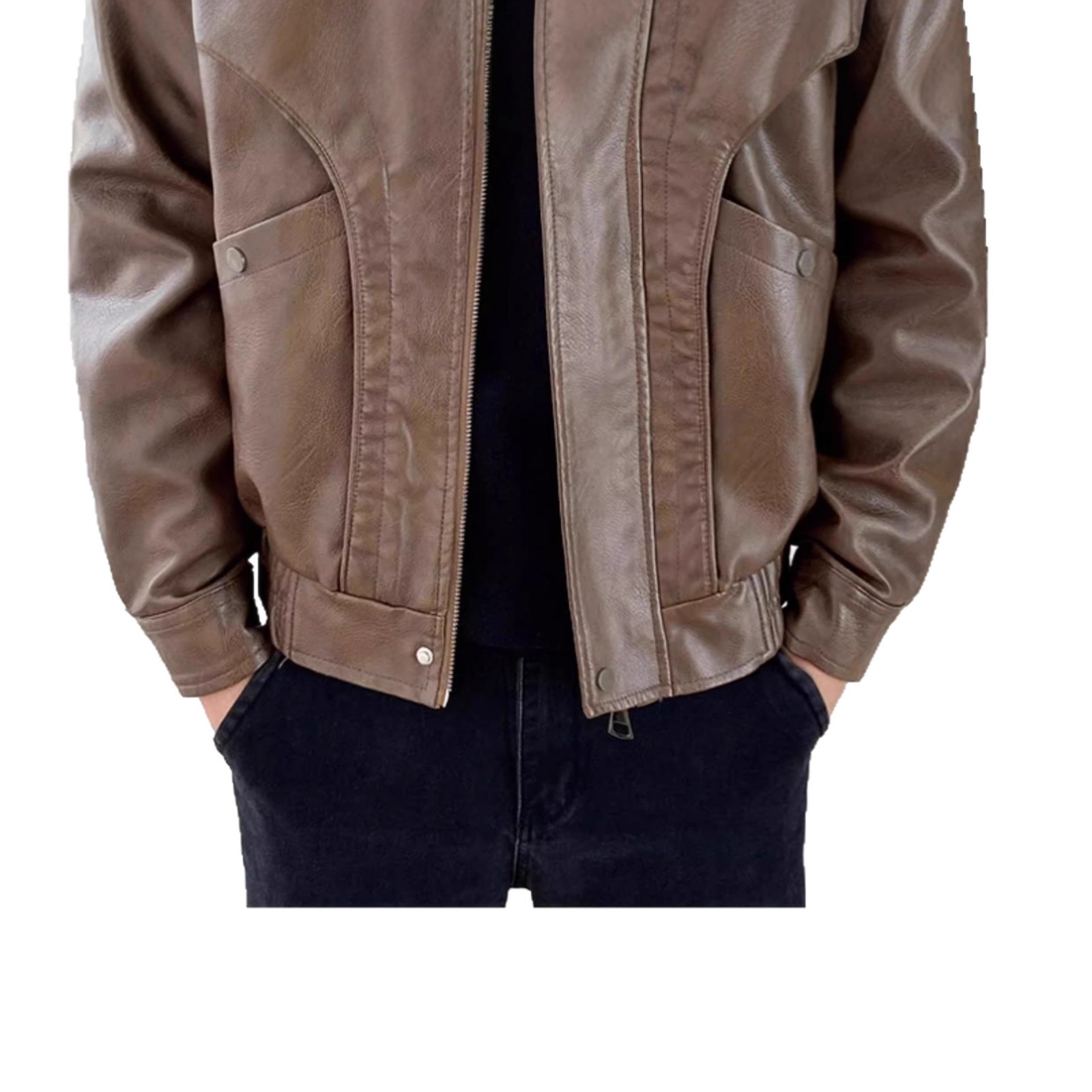 Alta sensación de locomotiva chaqueta de cuero hombre primavera y otoño 2025 nuevo estilo americano retro de alta gama chaqueta de moda de tamaño grande