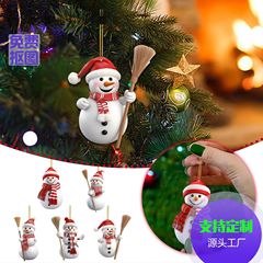跨境圣诞节平面扫把雪人节日气氛圣诞树亚克力挂件亚克力钥匙扣