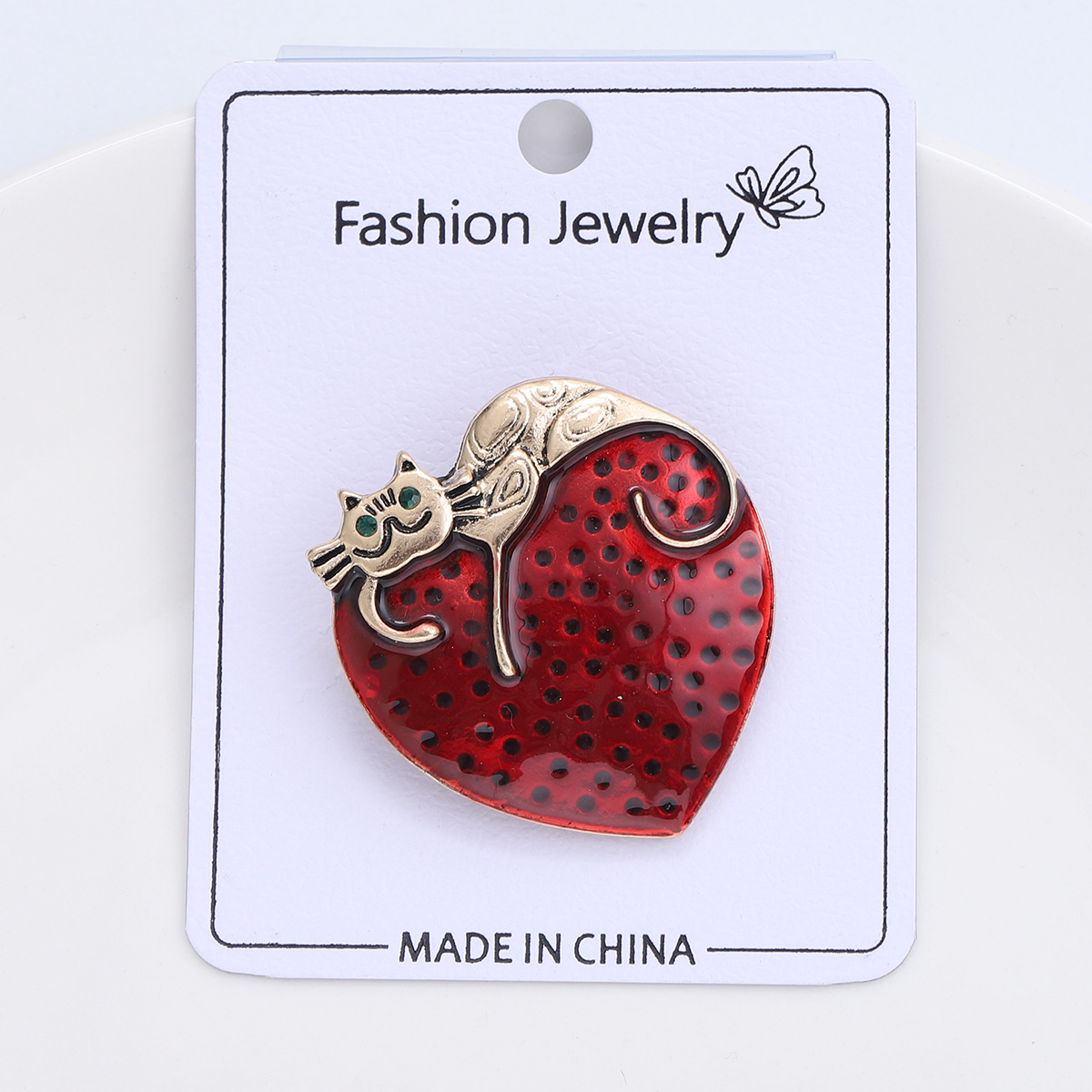 Heart Shape, Cat Pattern Vintage Style Classic Style Pin Heart Shape Cat Alloy Women's Brooches