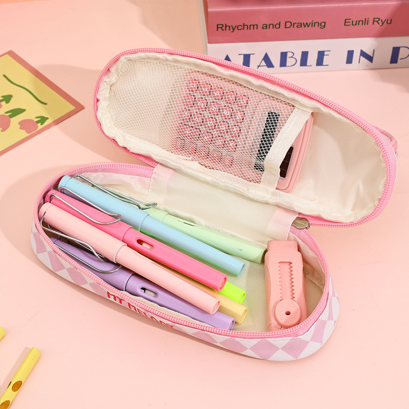 Cartoon Sanrio estuche para lápices estilo ins portátil de doble capa transparente de gran capacidad lindo bolso de papelería tridimensional Kulomi