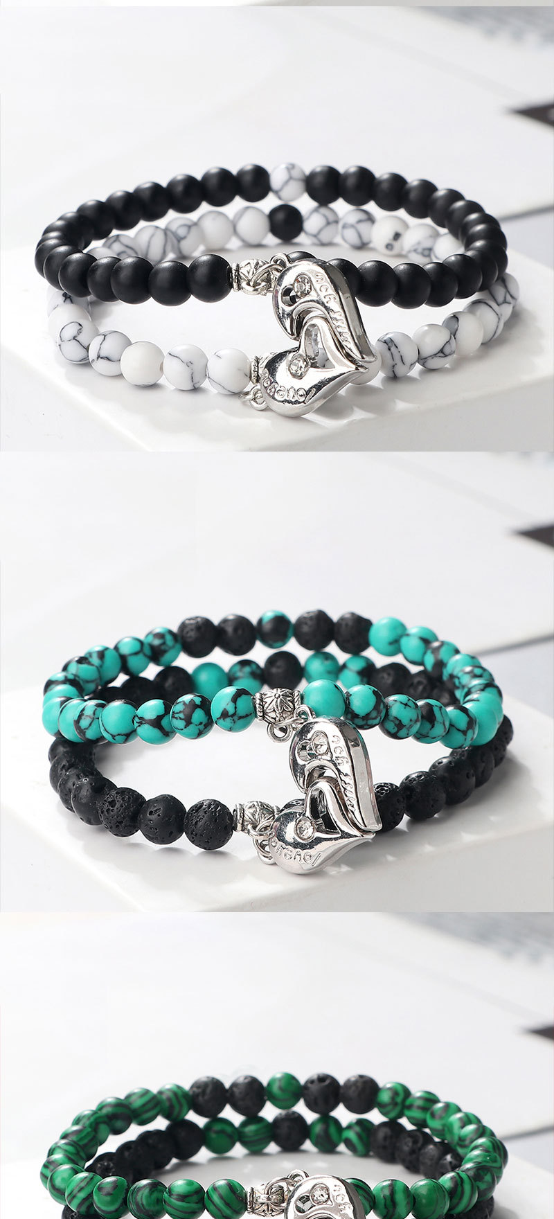 Creative water drop stacking magnetic buckle bracelet cute three dimensional pendant bracelet pearl pattern water drop men and women set jewelry_voghion.com