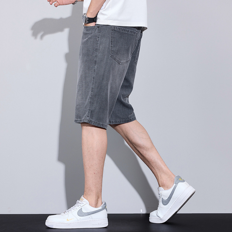 Lyocell Shorts Men's Summer New Loose Simple Anti-Wrinkle plus size Casual Tencel Denim Pants for Boys