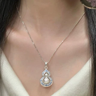 可旋转沧蓝葫芦珐琅彩项链女轻奢小众设计吊坠配饰锁骨链女士饰品