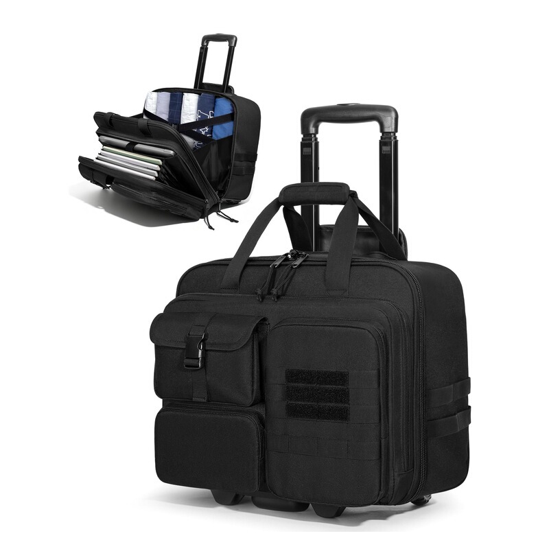 Manufacturer wholesale wheeled tactical messenger bag with compartments, portable travel luggage storage bag, large capacity universal briefcase