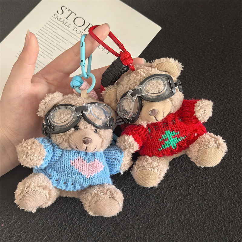 Aviator Bear Bolso Colgante Muñeco de felpa Llavero Escuela secundaria Regalos Joyas creativas