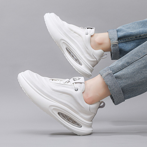Leather Men's Shoes Autumn Breathable  New Style Trendy Universal Height Increasing Dad Shoes Men Casual Sports Shoes