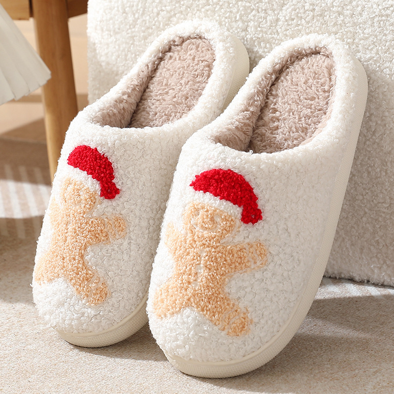 Zapatillas populares de algodón para mujer, pantuflas de algodón cálidas de felpa para invierno, Navidad y Halloween, para interior y hogar