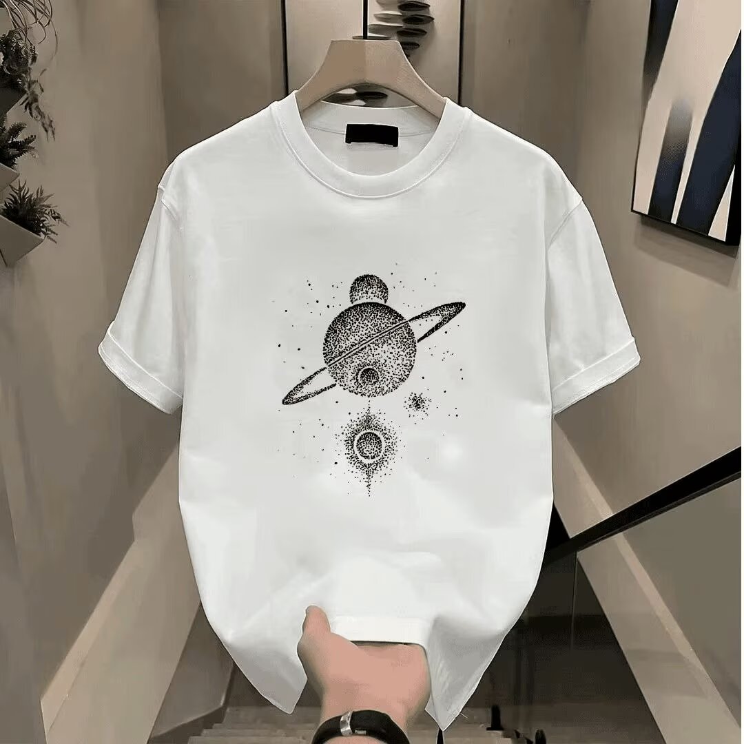 Men's Casual Short Sleeve T-Shirt With Cartoon Print, Soft Breathable Cotton, Comfort Fit Round Neck Tee For Daily Wear_viptrois.com