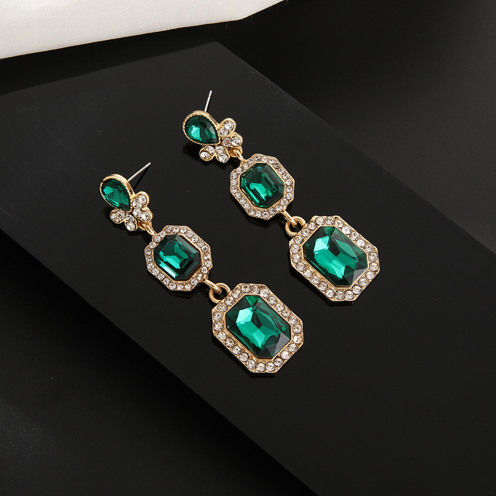 Long geometric square earrings