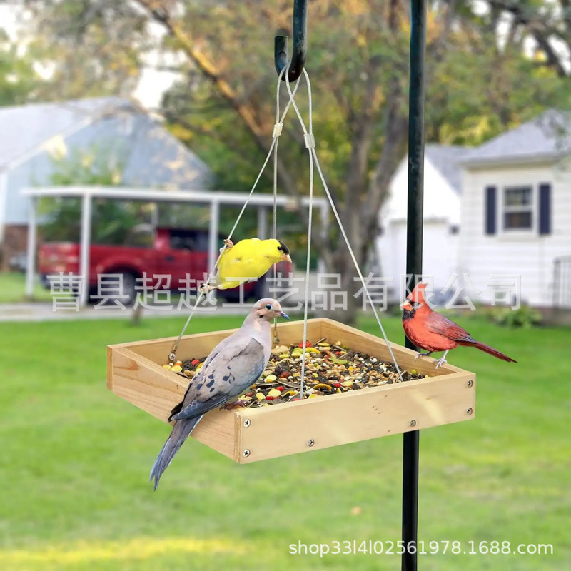 Amazon Cross-Border Wooden Outdoor Bird Feeder Hanging Bee Wild Bird Bird Feeding Tray Bird Feeder