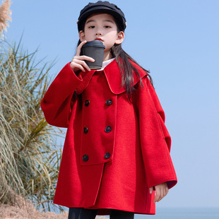 Children's double-sided cashmere coat 2023 autumn and winter New Girl's wool Ni Zi Korean style girl's western style baby coat