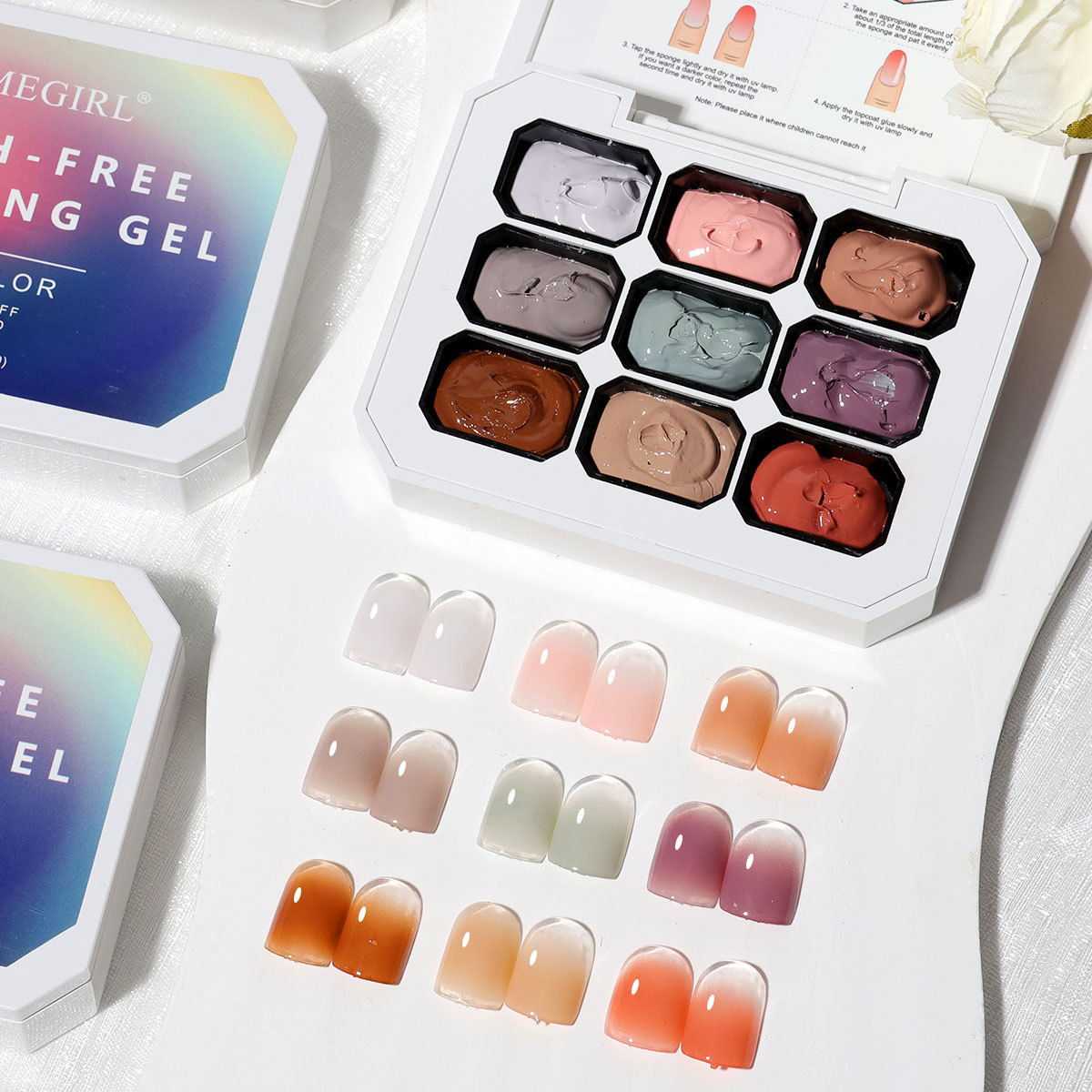 Nuevo Jiugongge sólido batida de goma de tinta de pintura gradiente de alta saturación popular pegamento de nail gel conjunto de pegamento de uñas