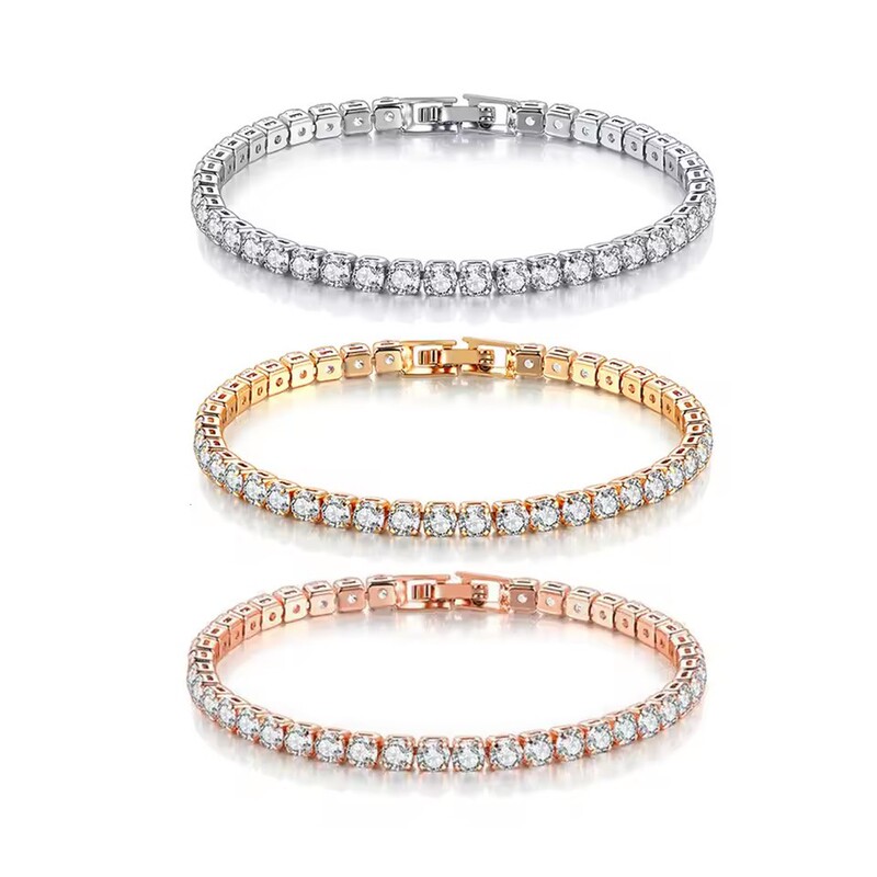 Aliexpress Hot-Selling Cross-Border Round 2.5mm 3mm 4mm Single-Row Full Diamond Fashion Tennis Chain Bracelet Wholesale Aliexpress Hot-Selling Cross-Border Round 2.5mm 3mm 4mm Single-Row Full Diamond Fashion Tennis Chain Bracelet Wholesale