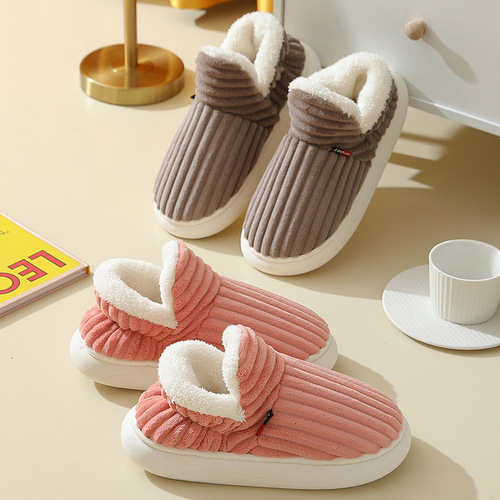 Cross-border package, winter padded cotton shoes with a foot-melting sensation, thick sole postpartum shoes for women, indoor household warm cotton shoes for men