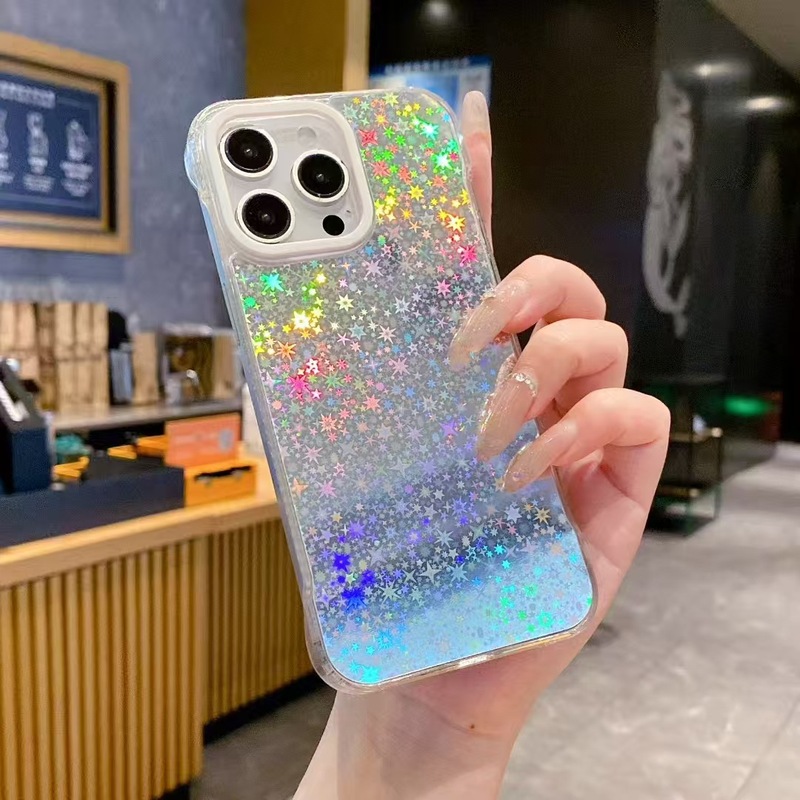 适用iphone16promax韩风金箔星闪手机壳苹果15无边框新款保护套女|undefined