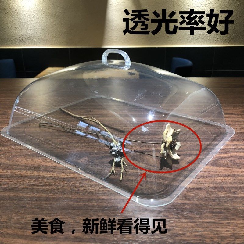 wholesale transparent rectangle Meal cover Fresh keeping Leaf mustard Cake Cover Baking tray Plastic circular lid Food Cover