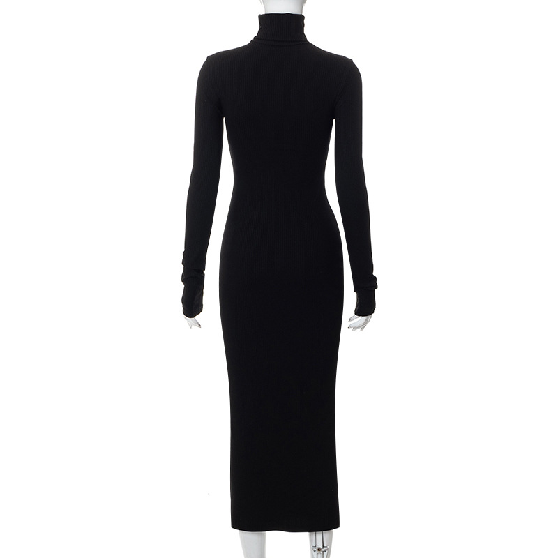 High Collar Long Sleeves Elegant Maxi Dress - Dresses - Uniqistic.com