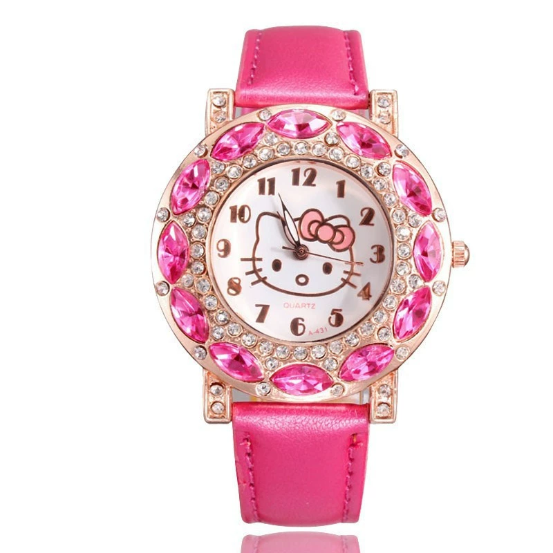 Hello Kitty, милые детские кварцевые часы с мультяшным принтом, в корейском стиле