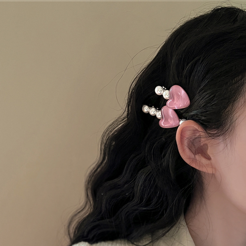 甘い真珠の愛のヘアピンの額の砕髪の前髪の少女の心の王女のヘアピンのかわいいアヒルの口の髪飾り|undefined