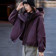 加绒加厚派克服2025新款休闲大码韩版宽松外套女秋冬棉服