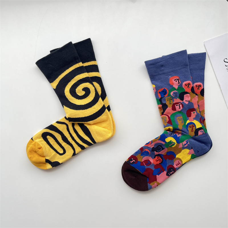 Unisex Retro Pastoral Oil Painting Cotton Crew Socks A Pair display picture 2