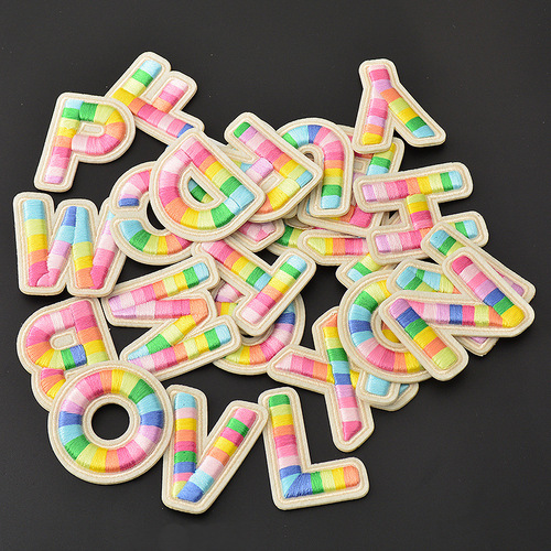 Self-adhesive colorful embroidery 26 letters English fabric patches fashion clothes patches mobile decoration couple bags hats patch holes