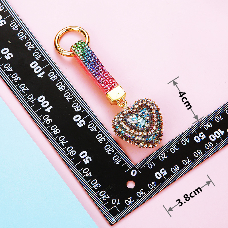 1 Piece Quantity Cute Heart Shape Metal Inlay Rhinestones Women's Keychain
