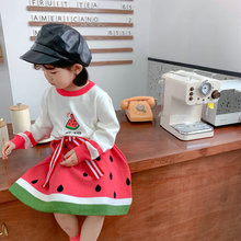 女童套装包芯纱西瓜毛衣加半身裙26深秋装新款外贸童装代发3-8岁