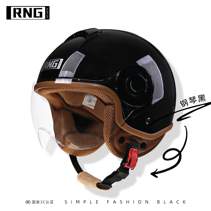 RNG nuevo estándar nacional 3C certificado motocicleta casco retro motocicleta casco 3/4 casco de los hombres y mujeres casco de coche eléctrico