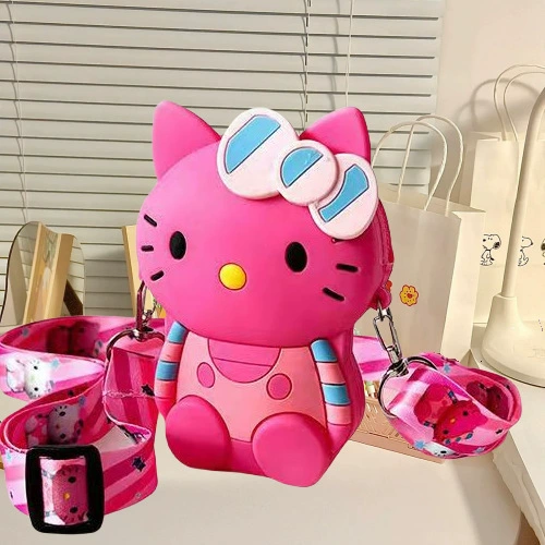 Hello Kitty, мультяшная силиконовая маленькая модная краля, сумка через плечо, кошелек