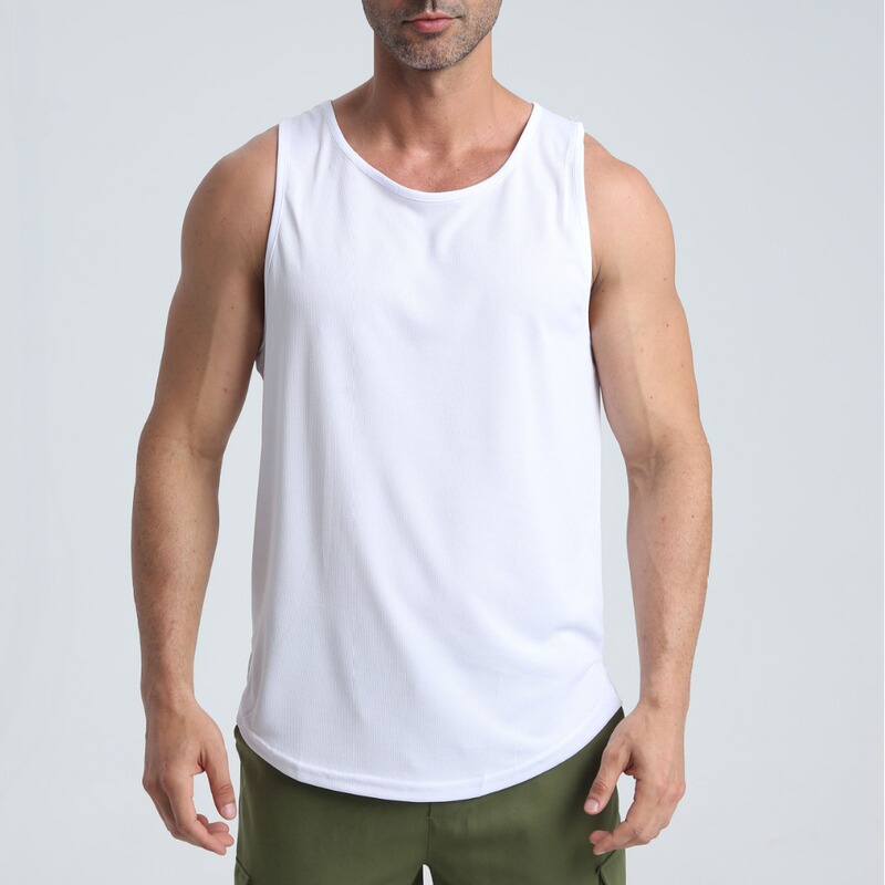 Summer European and American Sports Fitness Quick-drying Vest Men's Mesh Breathable Outdoor Running Exercise Solid Color Basketball Vest