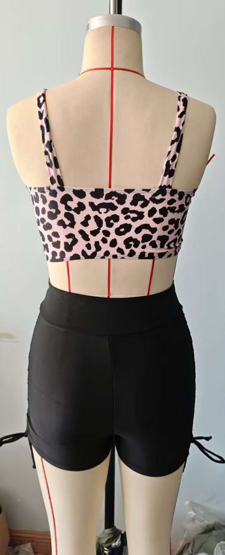 Women's Conservative Sporty Swimsuit 2025 European American New Style Printed Vest High Waisted Shorts Drawstring Cross Border Foreign Trade_ecoleips.com